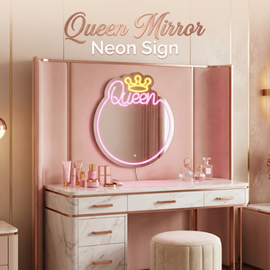 Letrero de Neón Personalizado con <span class=keywords><strong>Espejo</strong></span>, Corona de <span class=keywords><strong>Reina</strong></span>, Luz LED, Acrílico Rosa, Decoración de Pared para Dormitorio, Salón, Tienda - Product Image 2