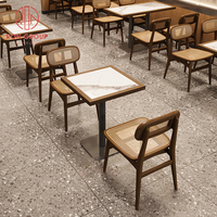 Banc de café moderne, canapé de restauration rapide, banquette commerciale en bois massif pour restaurant, ensemble de mobilier de table et chaises