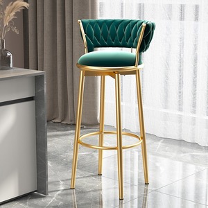 WDY Nuevas Sillas de Barra Altas con Respaldo Bajo, Giratorias, de Terciopelo Dorado, para <span class=keywords><strong>Isla</strong></span> de Cocina - Product Image 5