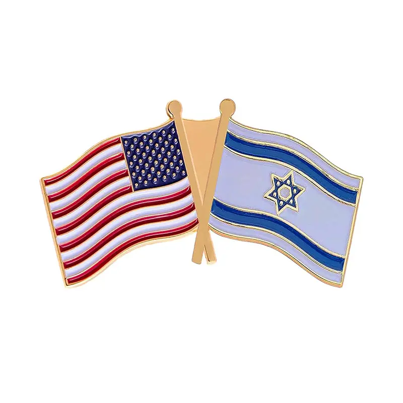 Épinglette croisée en émail doux plaqué or pour drapeau de pays, bricolage pour différents pays, américano-israéliens, épinglette d'amitié