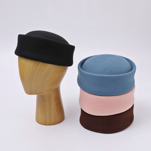 Boina de Lana Pura para Mujer, Talla Grande, Estilo Retro Británico, Elegante Sombrero de <span class=keywords><strong>Azafata</strong></span> Personalizable - Product Image 1