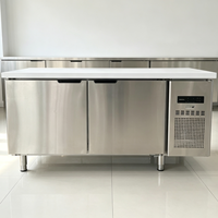 Table de préparation réfrigérée et congélateur double température en acier inoxydable sur mesure pour cuisine