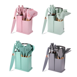 Manjia, Ensemble <span class=keywords><strong>de</strong></span> 19 Ustensiles <span class=keywords><strong>de</strong></span> <span class=keywords><strong>Cuisine</strong></span> en Silicone avec Poignée en Bois et Support <span class=keywords><strong>de</strong></span> Rangement Compact - Product Image 3