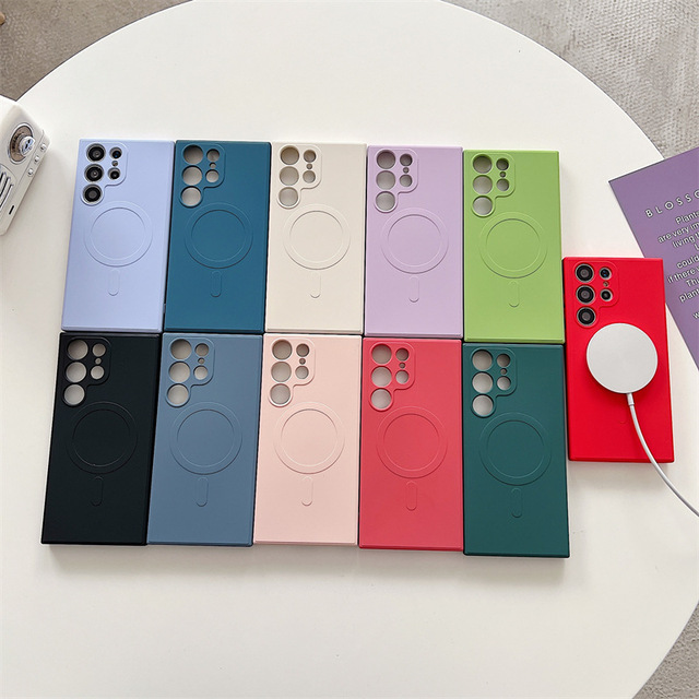 Wireless Charging for samsung S26 S25 ultra TPU Magnetic Phone case Fine Hole Liquid Silicone S24 Plus S23Full Protective case