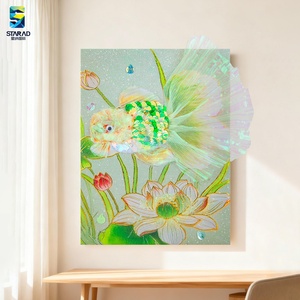 Dipinto 3D Originale Transfrontaliero <span class=keywords><strong>di</strong></span> Fiori e <span class=keywords><strong>Pesci</strong></span> in un Fiume, Creazione Fai-da-Te su Tela, Impermeabile ed Ecologico - Product Image 5