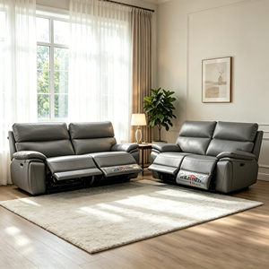 Sofá Seccional Extensible <span class=keywords><strong>de</strong></span> Cuero Genuino Moderno con Reclinación Eléctrica, Estructura <span class=keywords><strong>de</strong></span> Madera, Muebles para Sala <span class=keywords><strong>de</strong></span> Estar, Reposacabezas Eléctrico - Product Image 3