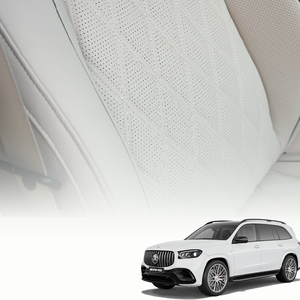 Housses de siège en cuir complètes pour voiture, remplacement pour AMGGLS63 2022 - Gris argenté perlé beige (six places) Luxe - Product Image 3