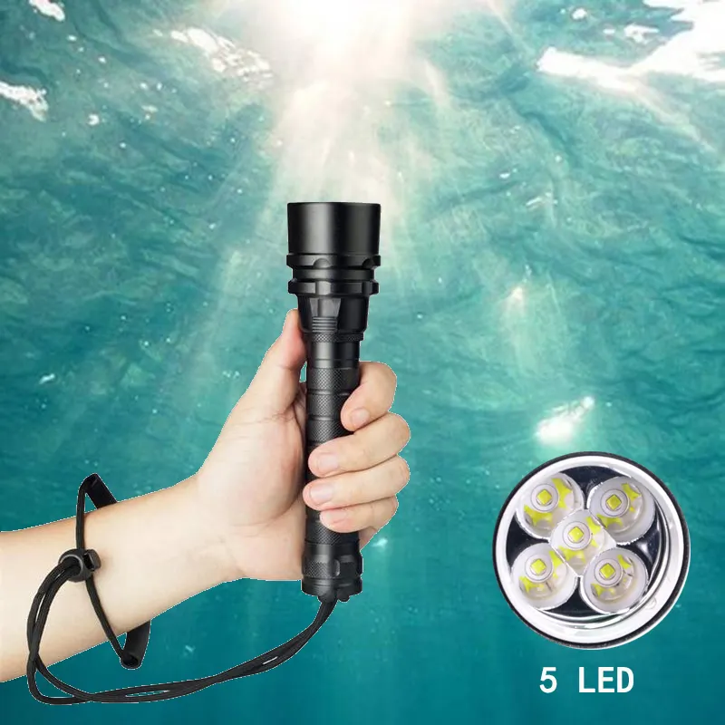 20W 5 xT6 LED Unterwasser Taschenlampe Zubehör Taucher Handheld Deep Sea IP68 Unterwasser Taucht aschen lampe