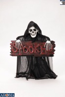 AROMA Halloween : Grim Reaper animé avec son, yeux clignotants et mouvements oscillants pour maisons hantées et fêtes d'Halloween
