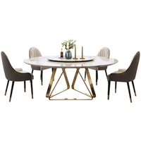 Table et chaises de salle à manger, matériau personnalisé, ensemble de table à manger de luxe, table à manger ronde moderne