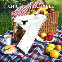Table de service en plexiglas transparent portable Chic moderne faite à la main Table de cuisine pliable Bar Accent Tables de boisson