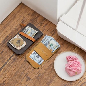 For Vintage Cowhide Business Cards Wallet Short Unisex Credit Card Open Closure Cotton Lining Anti-Theft <b>Coin</b> <b>Purse</b> for Gift - Product Image 5