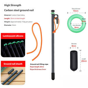 屋外用高強度厚鋼テントペグ＆地面杭 ビーチキャンプ用タープ固定 防風釘 - Product Image 3