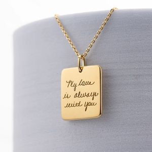 Collana con Ciondolo Personalizzato in Acciaio Inossidabile Placcato Oro 18K, Incisione Logo <span class=keywords><strong>Nome</strong></span> Data, Collana Rotonda o Rettangolare per Coppie e Amicizia - Product Image 3