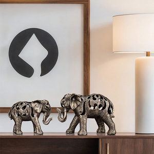 Stile europeo retrò <span class=keywords><strong>elefante</strong></span> statua eco-friendly ornamento di animale cavo in resina artigianato per la casa soggiorno per il riscaldamento della casa - Product Image 6