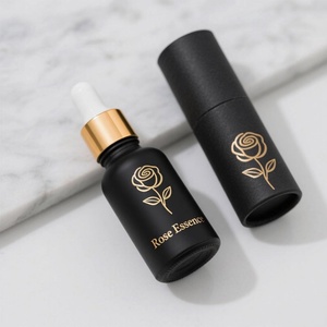 Printing Logo Skincare Cosmetic Packaging 15ml 20ml 30ml 50ml 100ml Frosted Matte Black Essential Oil Eye <b>Dropper</b> Glass <b>Bottles</b> - Product Image 2