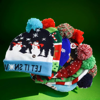 Cappello a maglia di Natale con luce natalizia berretto di Natale Unisex cappello maglione berretto invernale con LED colorati per il nuovo anno di Natale