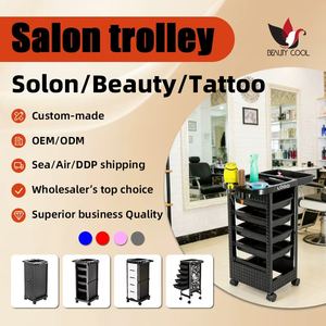 Carrito de Plástico con Ruedas de 5 Niveles, Color Negro, para Salón de Belleza, Almacenamiento de Equipos para Estilistas - Product Image 1