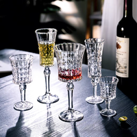 Flûtes à vin rouge gravées et sculptées de style français, best-seller Instagram, verres à pied vintage européens modernes