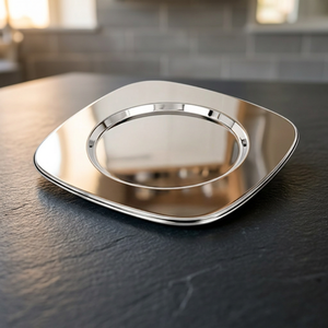 Assiette de présentation carrée en acier inoxydable non magnétique, polie, durable, motif classique, élégante et décorative pour les mariages - Product Image 3