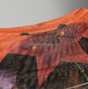 Summer Women Custom Logo Transparent T-Shirts Long Sleeves Crew Neck Baby Tees Allover Printed <strong>Mesh</strong> Cropped Tops - Product Image 2