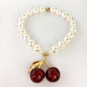 Grosir 2025 desain baru perhiasan Fashion buatan tangan manik-manik ukuran besar merah muda akrilik Cherry kalung untuk anak perempuan - Product Image 6