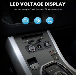 Sigarettenaanstekerpaneel 12V QC3.0 USB dubbele poorten met LED <span class=keywords><strong>voltmeter</strong></span> en schakelaar voor voertuigen, auto, boot, vrachtwagen, caravan - Product Image 2
