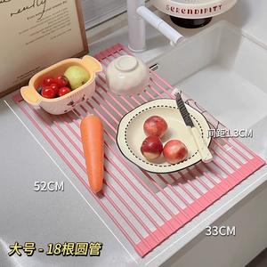 Panier de vidange pliable en silicone pour <span class=keywords><strong>évier</strong></span> de cuisine, grille de drainage enroulable pour comptoir - Product Image 6