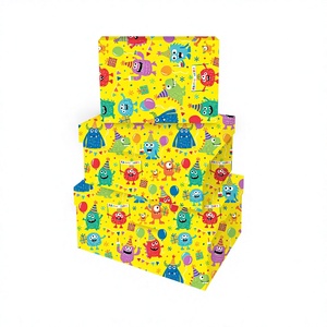 3 stuks rechthoekige papieren geschenkdoos kleurrijke cartoon monster print kartonnen doos voor kinderen verjaardagsfeestje geschenkverpakking - Product Image 1