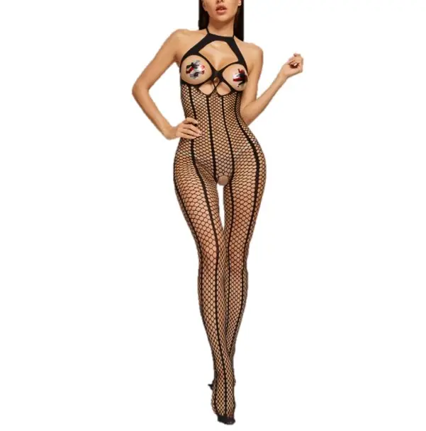 Hot Erotic Women's Lingerie Open Crotch Body Stockings Porno Lady European Clothing See Through Fishnet Bodystocking