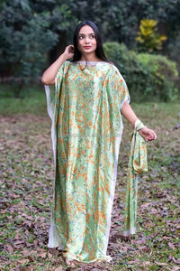 PROMISTAR Ensemble Kaftan Deux <span class=keywords><strong>Pièces</strong></span> <span class=keywords><strong>Femme</strong></span> en Polyester Respirant avec Robe Imprimée, Foulard et <span class=keywords><strong>Boubou</strong></span> Africain - Product Image 4