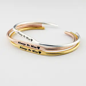 Mode Edelstahl Armreif 18 Karat Gold Trendy verstellbare Brief manschette Armband für Frauen