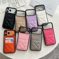 MOQ 500 Étui portefeuille en cuir de luxe à motif diamant avec fentes pour cartes de crédit pour iPhone 17 Pro Max 17 Air 16 15