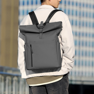 Mochila Unisex Moderna de Gran Capacidad con Cierre Enrollable, de PU, para Portátil, Personalizable, Impermeable, para Estudiantes, Viajes, Negocios - Product Image 3
