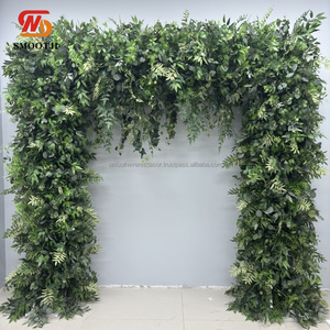 Arco de boda cuadrado con soporte y follaje natural verde, con hojas verdes de doble cara para decoración de puertas de boda. - Product Image 6