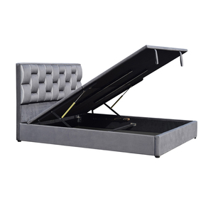 Nuovo Design Bestseller <span class=keywords><strong>Letto</strong></span> Moderno con Contenitore in Tessuto Vellutato e Struttura in Legno, Misura <span class=keywords><strong>Matrimoniale</strong></span> - Product Image 1