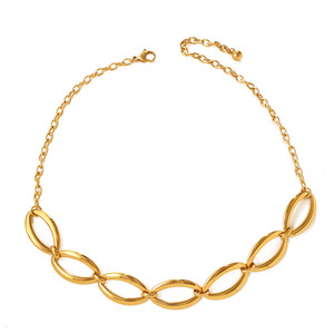 Collar de Eslabones Ovalados Dorados, Cadena Geométrica de Aleación de Zinc, Joyería de Moda para Fiestas, Cadena para Clavícula - Product Image 5