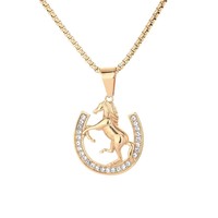 Collier pendentif tête de cheval du zodiaque hip-hop en vente flash, personnalisable, haute qualité, plaqué or 18 carats, acier inoxydable, bijoux tendance