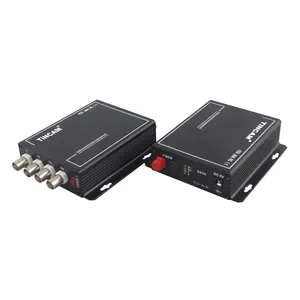 Convertidor de vídeo analógico a medios de fibra óptica OEM de 4 canales AHD/RS485/Ethernet/audio, transmisor óptico de Video