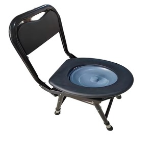 Elderly & Pregnant Woman's Thick Seat Folding Toilet Chair Moveable <b>Stool</b> <b>Adjustable</b> <b>Height</b>-for Rehabilitation Therapy Supplies - Product Image 3