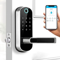 Serrure Intelligente Tuya WIFI TTlock avec Empreinte Digitale, Mot de Passe, Carte et Clé, Verrouillage à Pêne Réglable pour Porte en Bois