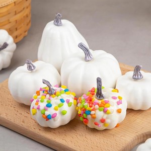 Mini citrouilles artificielles pour la récolte d'automne, petites citrouilles blanches factices pour la décoration de la maison, Halloween, Thanksgiving, fête - Product Image 2