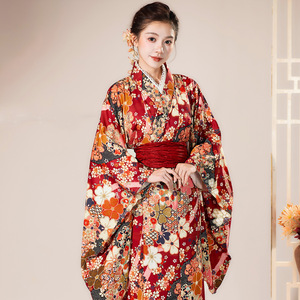 Kimono Japonés con Estampados Florales de Poliéster, Ideal para Otoño, Juegos de Rol, Restaurantes, Estancias en Casa de Familia, Fotografía de Temporada para Mujeres, Modificado - Product Image 6