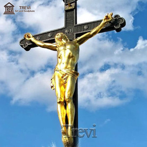 Sculpture en métal de laiton grandeur nature, statue religieuse en bronze, Jésus crucifié - Product Image 3