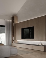 Meuble TV mural moderne sur mesure pour salon, en bois et aluminium, taille et couleur personnalisables