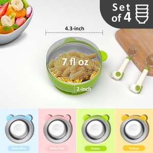 2 en 1 de acero inoxidable SUS304 cuencos para bebés, contenedor de aperitivos para niños pequeños, succión de silicona extraíble, antiescaldado, comedor no tóxico para niños 4 - Product Image 2