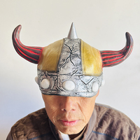 Casco Vikingo de Látex con Cuernos de Búfalo, Accesorios de Decoración para Fiestas, Disfraces, Máscaras de Halloween, Venta de Fábrica