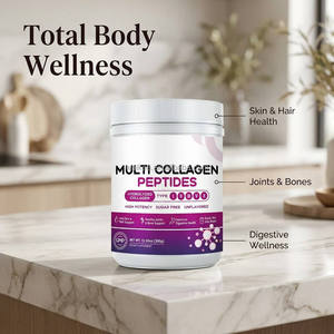 Poudre de peptides de collagène multi-sources en gros, marque privée, protéines de collagène hydrolysées types I, II, III, V, X, sans sucre, 350g en vrac - Product Image 3