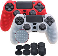 Coque de Protection Antidérapante en Silicone avec 4 Types de Protections de Joysticks Adaptée aux Accessoires de Manette Sans Fil PS4