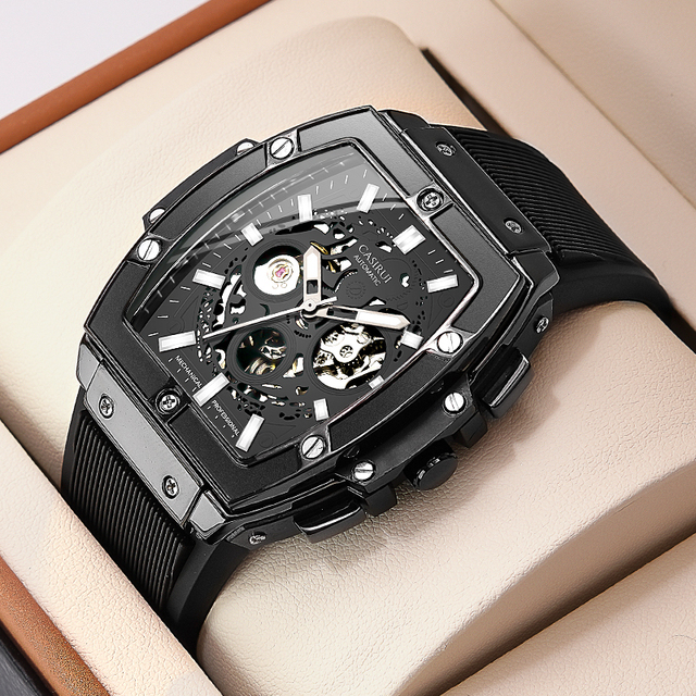 Luxury Men's Sport Watch Fashion Quartz Clock Big Face Casual Wristwatch Featuring Rectangle Alloy Case Silicone Glass Pointer